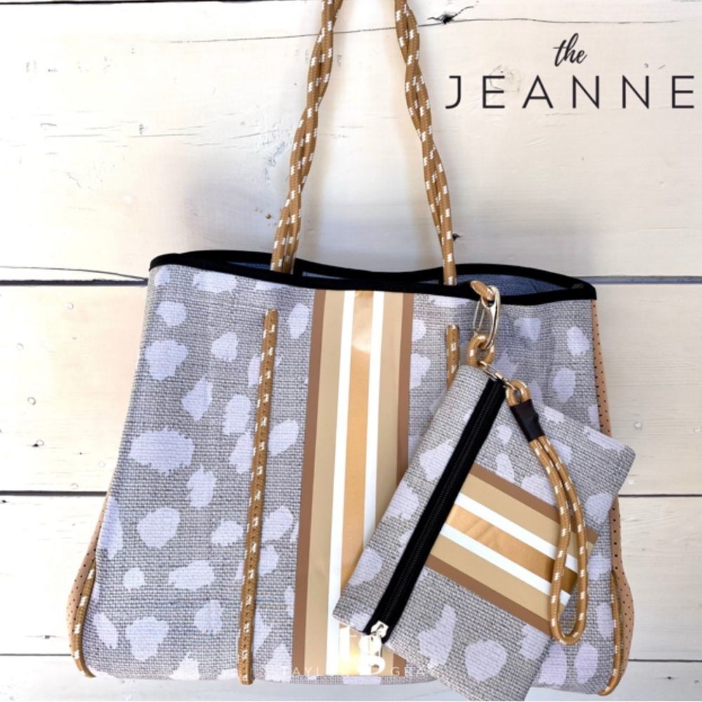 Gray and Tan Tote Bag Set